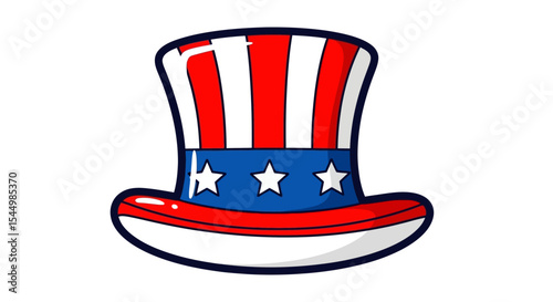 Patriotic Top Hat Illustration American Flag Design