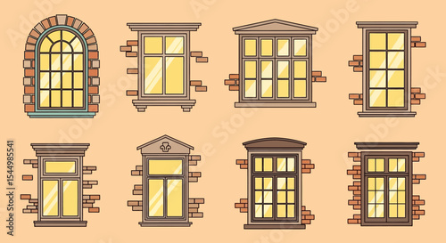 Collection of Architectural Window Illustrations Styles and Designs