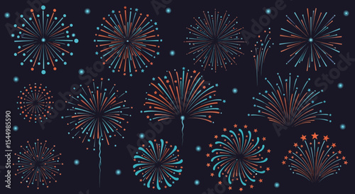 Vibrant Fireworks Collection  Design Elements for Festive Celebrations