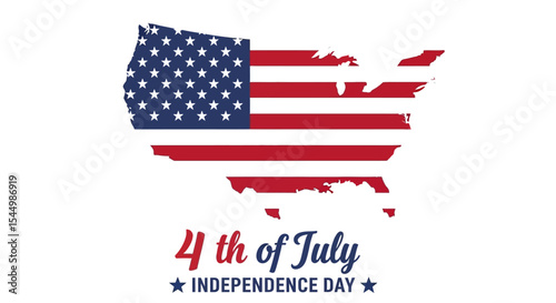 Patriotic USA Map Design for 4th of July Independence Day