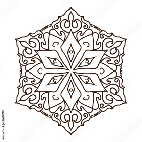 Intricate floral mandala design featuring detailed swirls and symmetry elements