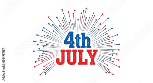 Patriotic 4th of July Fireworks Burst Design Festive Independence Day Celebration Graphic