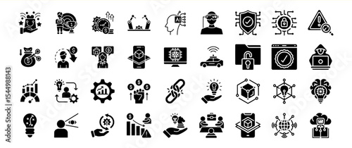 Black Glyph Icons Bundle Technology Business Finance Startup Ideas