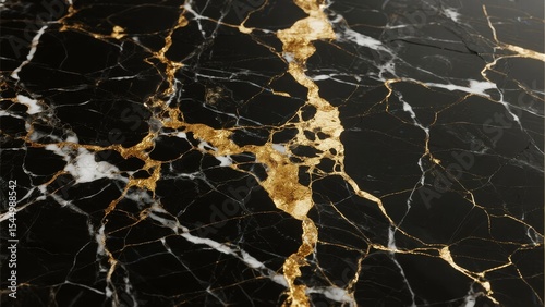 Elegant Black Marble with Gold and White Veins