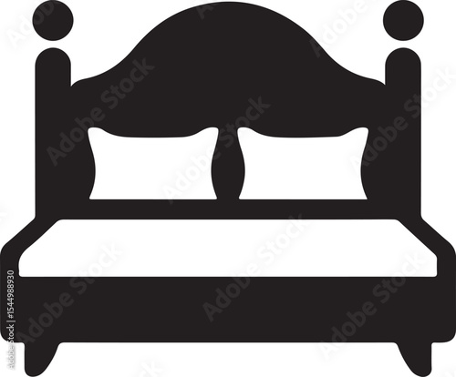 Elegant Double Bed Icon  Simple, Stylish Bedroom Furniture Silhouette