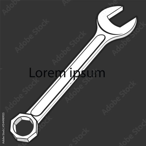 Adjustable steel wrench and screwdriver, isolated on white, for repair and construction