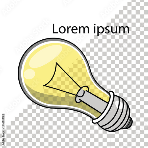 Bright yellow light bulb object illustration: concept of electric power and energy
