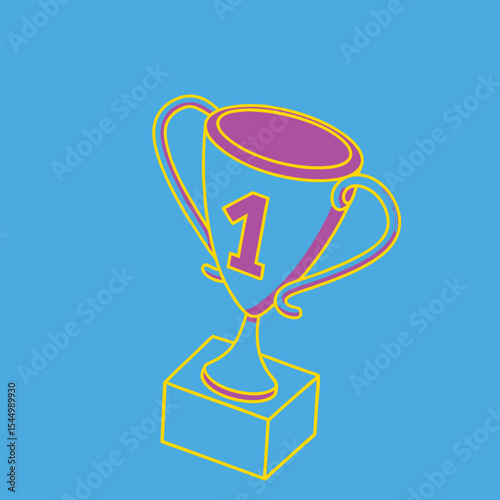 Gold trophy cup symbolizing success and victory isolated on white background