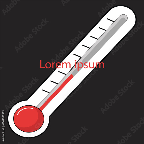 Thermometer showing temperature on red and white background vector illustration