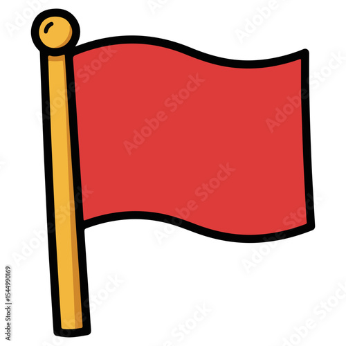A red flag on a golden pole. This icon can represent a warning, a location marker, a goal, a team, or a country. A versatile symbol for sports, navigation, and alerts.