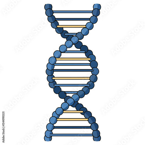 A DNA double helix structure. This icon represents genetics, biology, science, and life itself. A fundamental symbol for medical research, ancestry, and biotechnology.