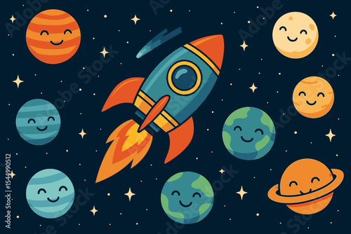 Cute astronauts, rockets, ufo, space satellites, planets and stars unlimited colorful doodle cartoon patterns