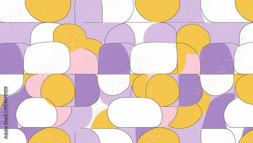 Abstract geometric pattern design with colorful shapes and transparency effect