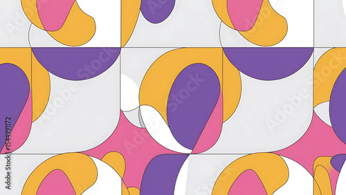 Abstract geometric pattern with overlapping shapes and vibrant color palette for design