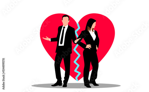 man and woman breakup vector