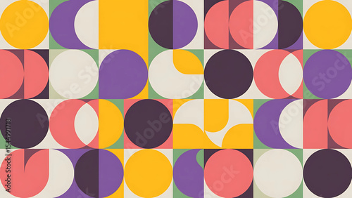 Colorful abstract geometric pattern with circular and square shapes for modern designs