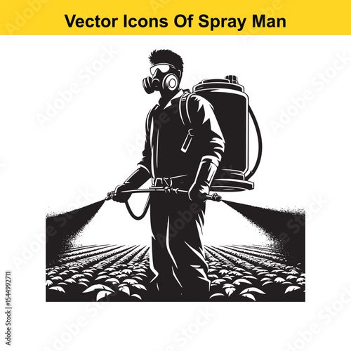 Man Spraying Plants with Traditional Pesticide Sprayer – Farming and Plant Protection