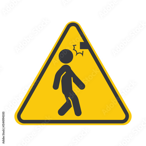 Isolated pictogram warning of fragile roof surface, cautioning workers to use body harness protection on thin and breakable areas
