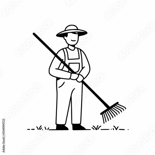 Farmer with gardening tool, rural life.