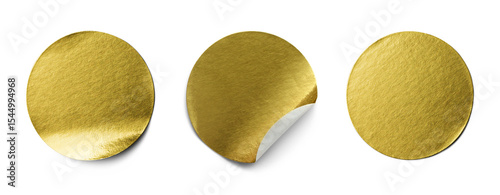 Golden sticker isolated on white background