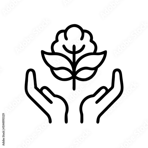 Hands cradling a delicate cotton plant. A symbol of nature and care