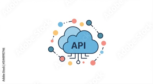 Illustration concept depicting cloud api technology and network connections
