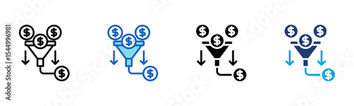 Sales Funnel icon Multi Style Vector Illustration 