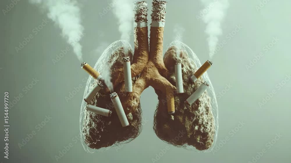 Smoking cigarettes damage lung health with toxic smoke causing harmful ...