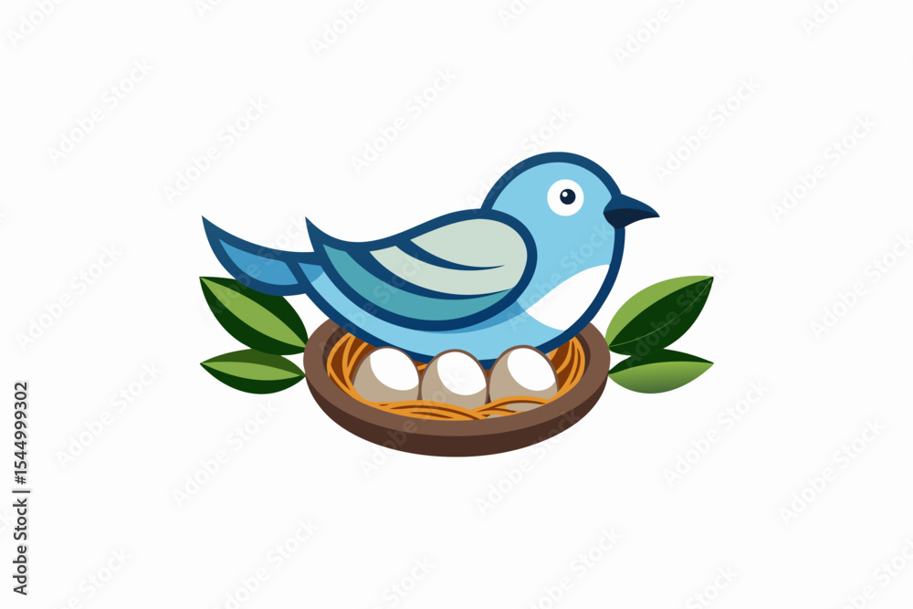 Obraz premium Bird with egg in nest