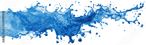 Blue Water Splash Hand-Painted Isolated on Transparent Background