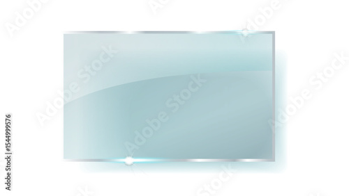 Glossy Light Blue Glass Plate with Subtle Reflections and Shine, Ideal for UI Elements, Buttons, or Text Overlays
