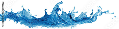 Isolated Blue Water Splash with Hand-Painted Texture Detail on Transparent Background

