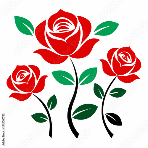 set of red roses