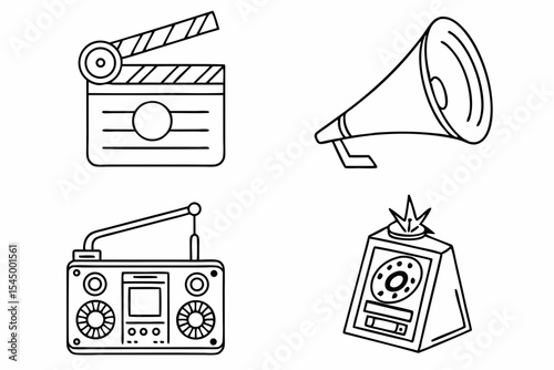 vector set of retro music icons