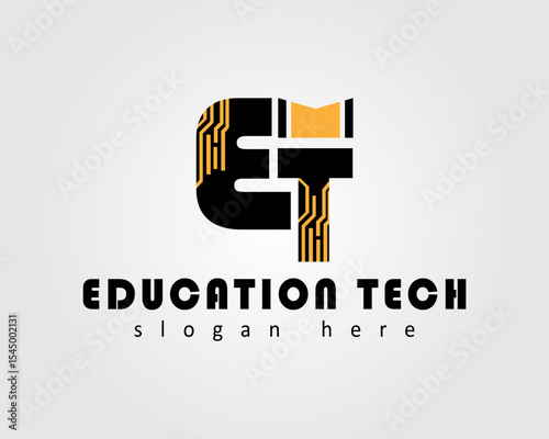 education tech logo design with text ET (education tech) for business company