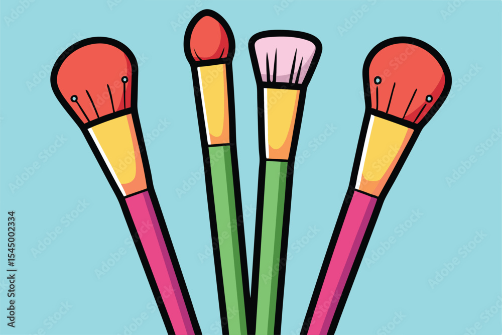 Vibrant Makeup Brushes A Colorful Collection of Essential Tools