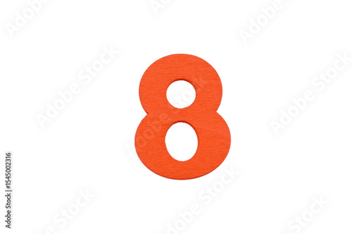 numeri realizzati in legno colorato isolati su sfondo bianco o trasparente, numero 8
