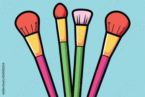 Vibrant Makeup Brushes A Colorful Collection of Essential Tools