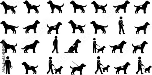 Guide dog icon. Simple style guide dog project poster background symbol. Guide dog brand logo design element. Guide dog t-shirt printing. vector for sticker.