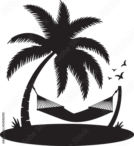 Serene Hammock Under Palm Tree Tropical Island Relaxation