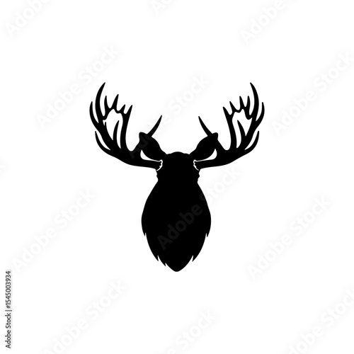 Moose head silhouette icon vector flat design.