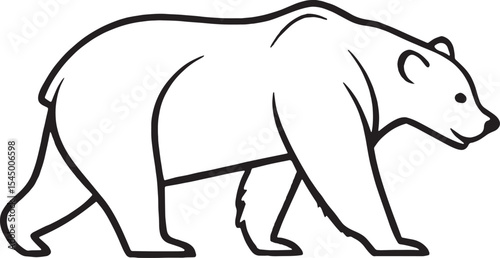 Outline vector of a walking bear in minimalist style. Ideal for wildlife emblems, camping brands, survival gear designs, or forest-themed illustrations.