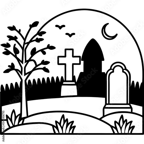 Evening Shadows Over Tombstones