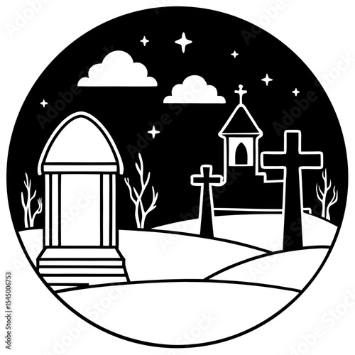 Evening Shadows Over Tombstones