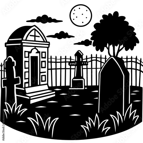 Evening Shadows Over Tombstones
