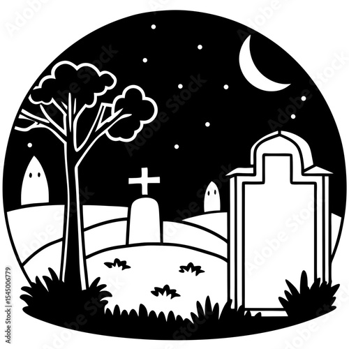 Evening Shadows Over Tombstones