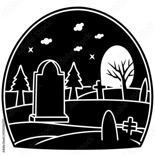Evening Shadows Over Tombstones