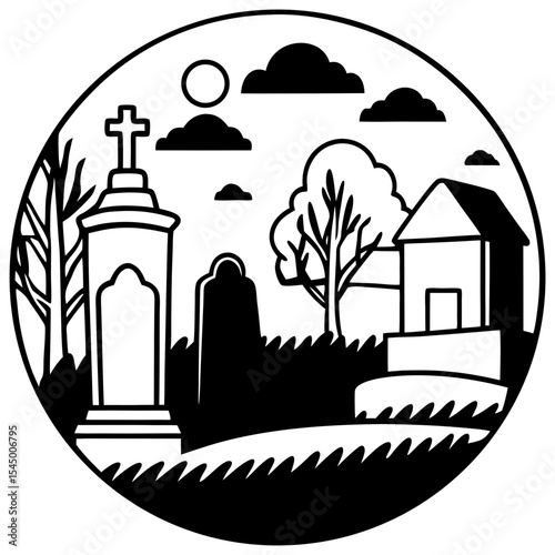 Evening Shadows Over Tombstones