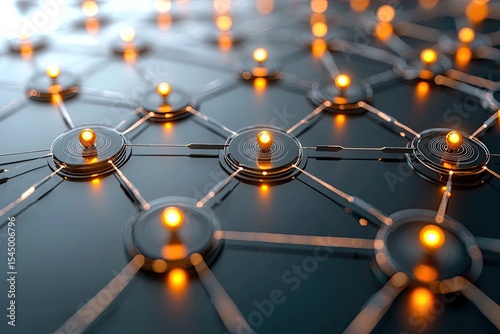 Abstract Network Diagram: Glowing Orange Nodes and Connections