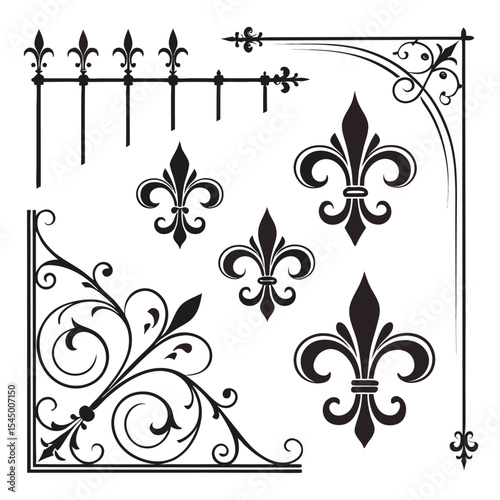 Fleur de lis and ornate corner design elements